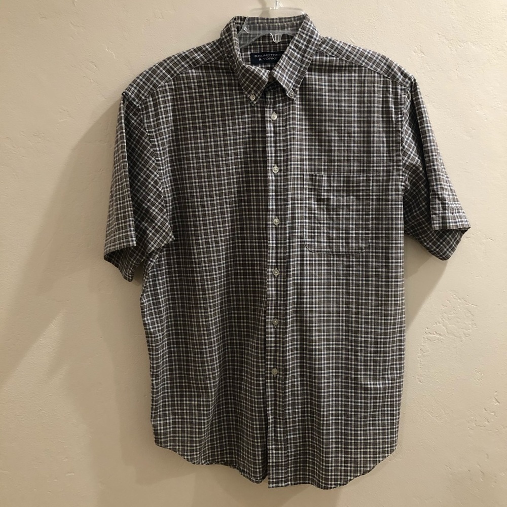 ROUNDTREE & YOURKE MEN’S PLAID SHORT SLEEVE L
